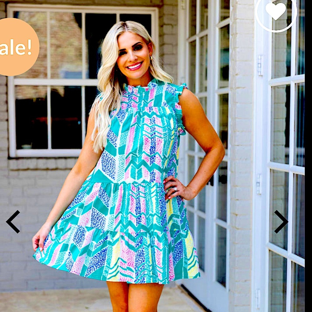 PINCH brand MAGGI DRESS.    Ruffles at neckline and sleeves. Size L